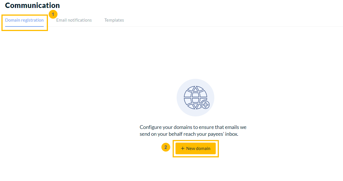 Domain registration page