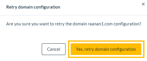 Retry domain configuration dialog