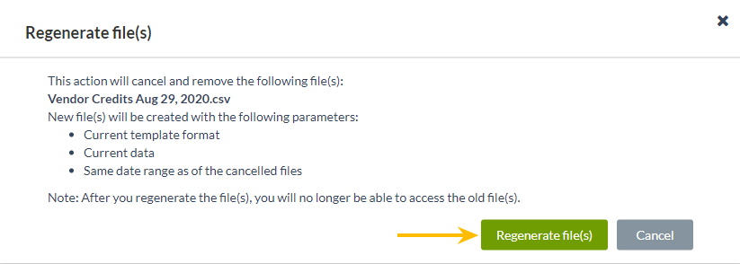 Regenerate file dialog