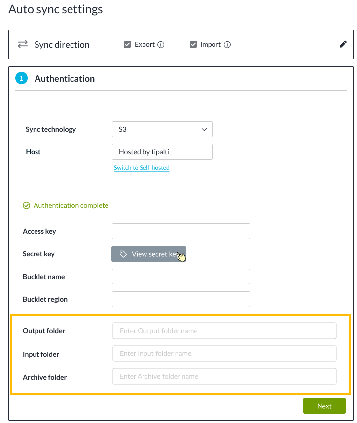 Autosync folded section