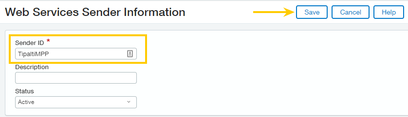 Intacct - Web Services Sender Information
