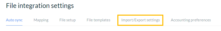 Export settings subtab