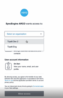 Orgazation syncing screen