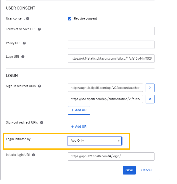 Login initiated by field
