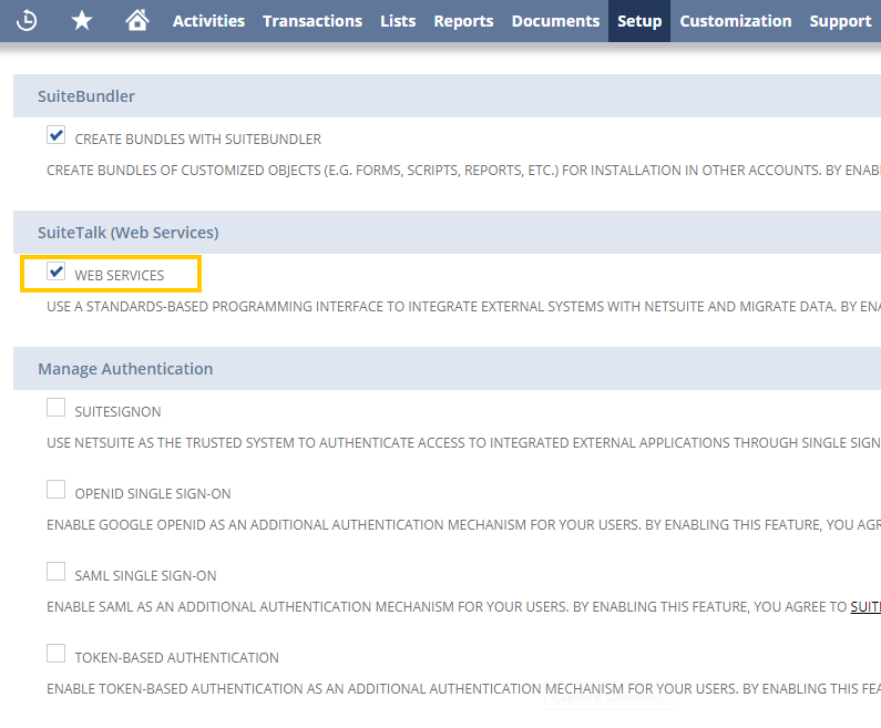 NetSuite SuiteTalk Web Services