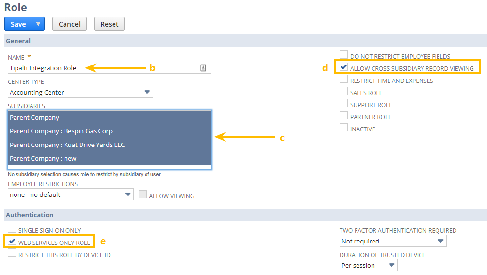 NetSuite Custom Role