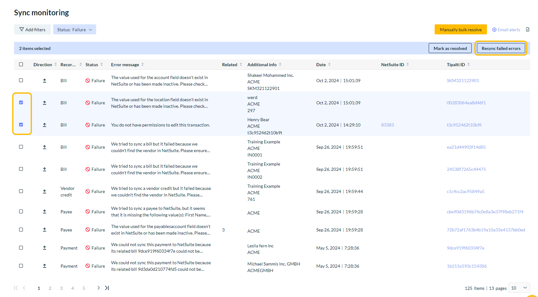 App monitoring screen