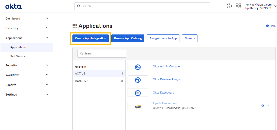 Add application button