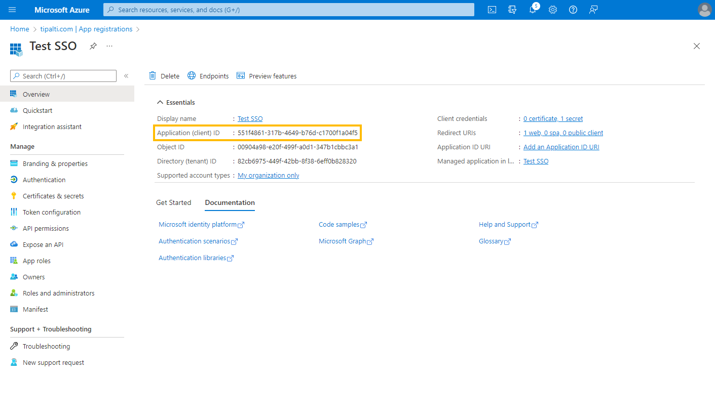 Application (client) ID value