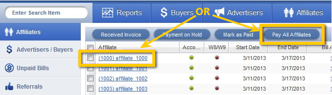 Pay affiliates