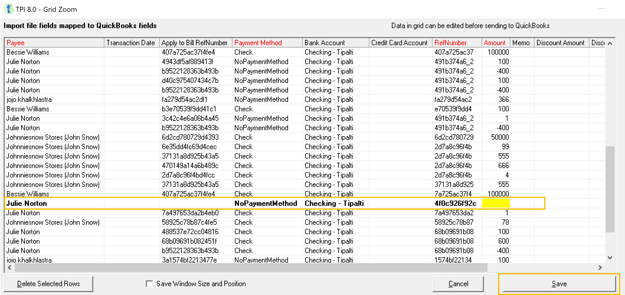 Edit mapped field in the Transaction Pro wizard
