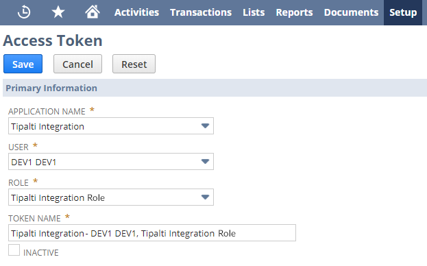 NetSuite Access Token