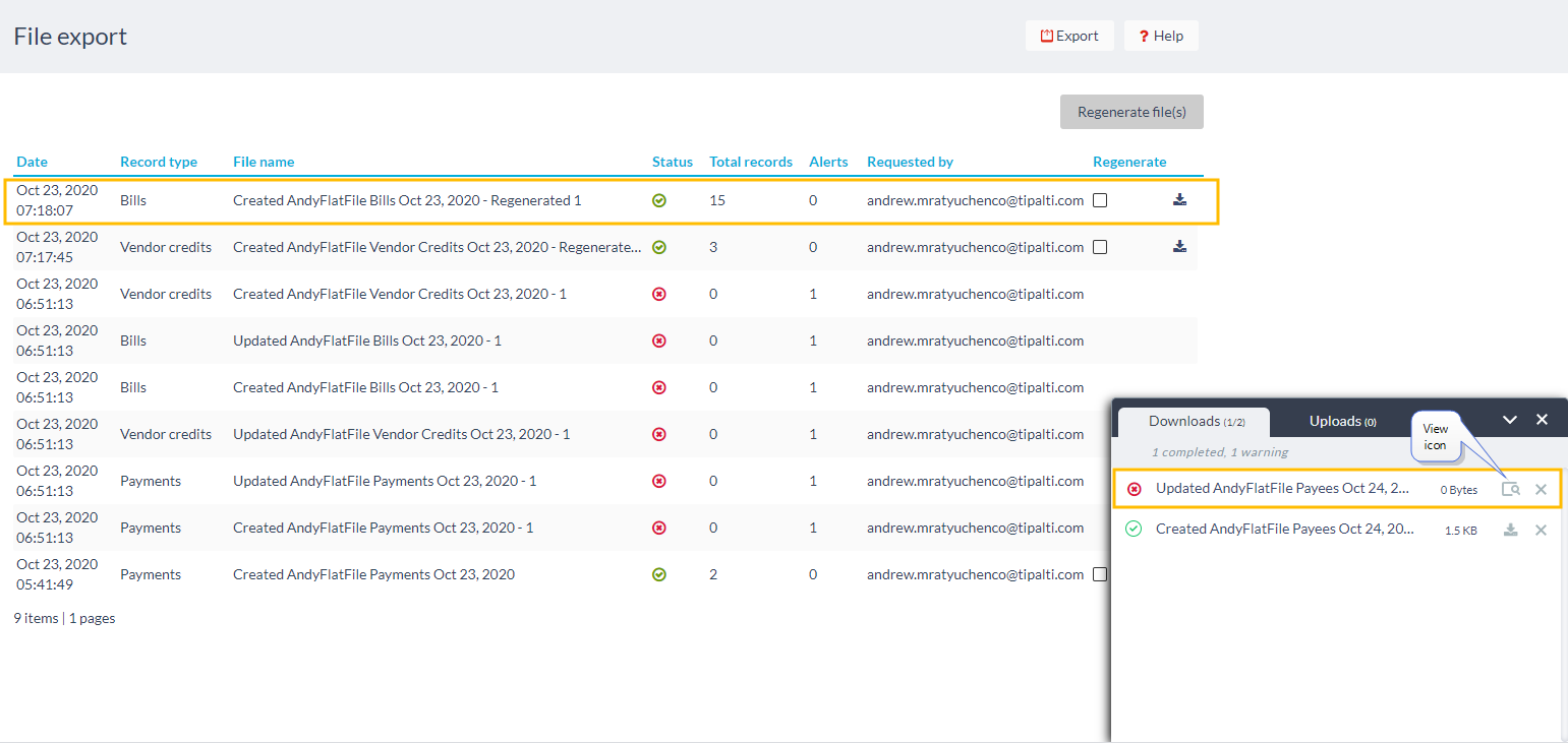Failed regenerated files