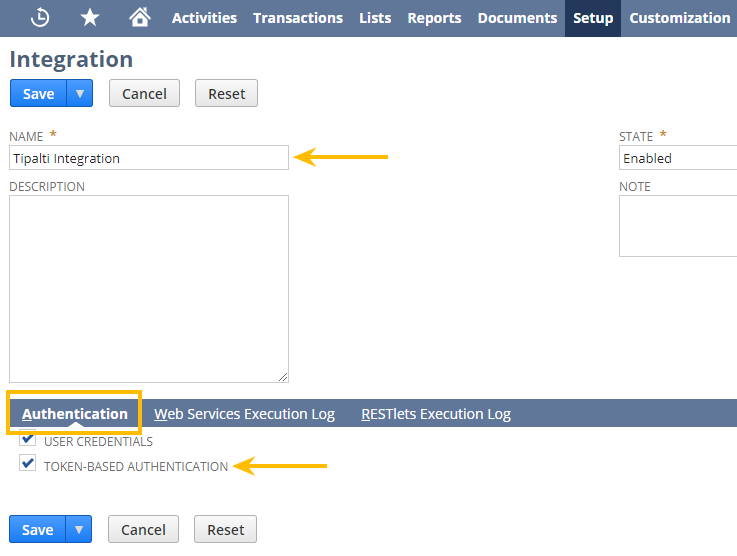 NetSuite integration record