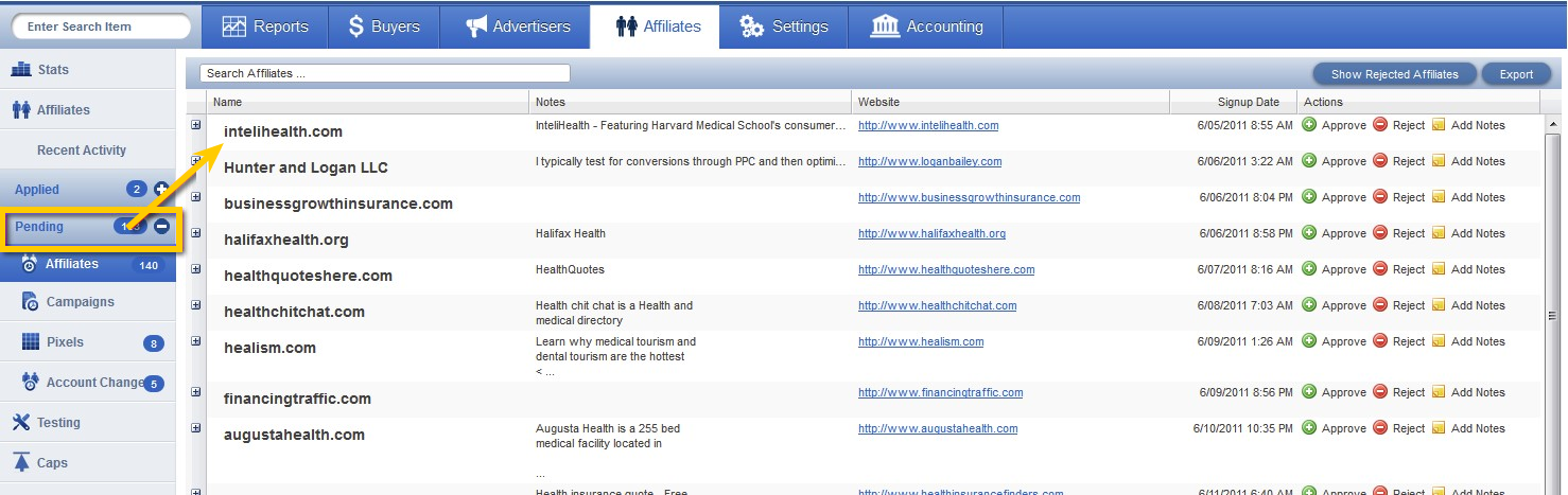 Pending Approval status in Cake Admin