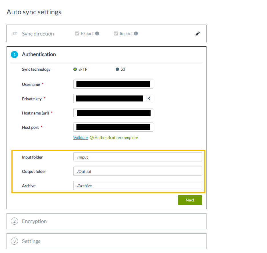 Auto-sync export and import folders