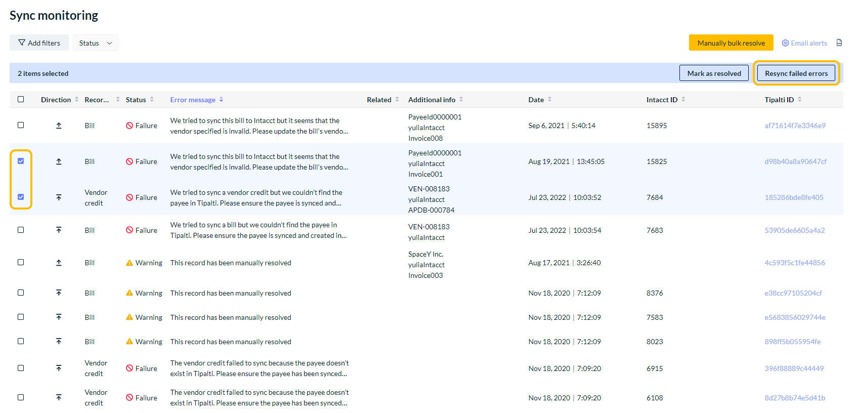 Retrying failed records