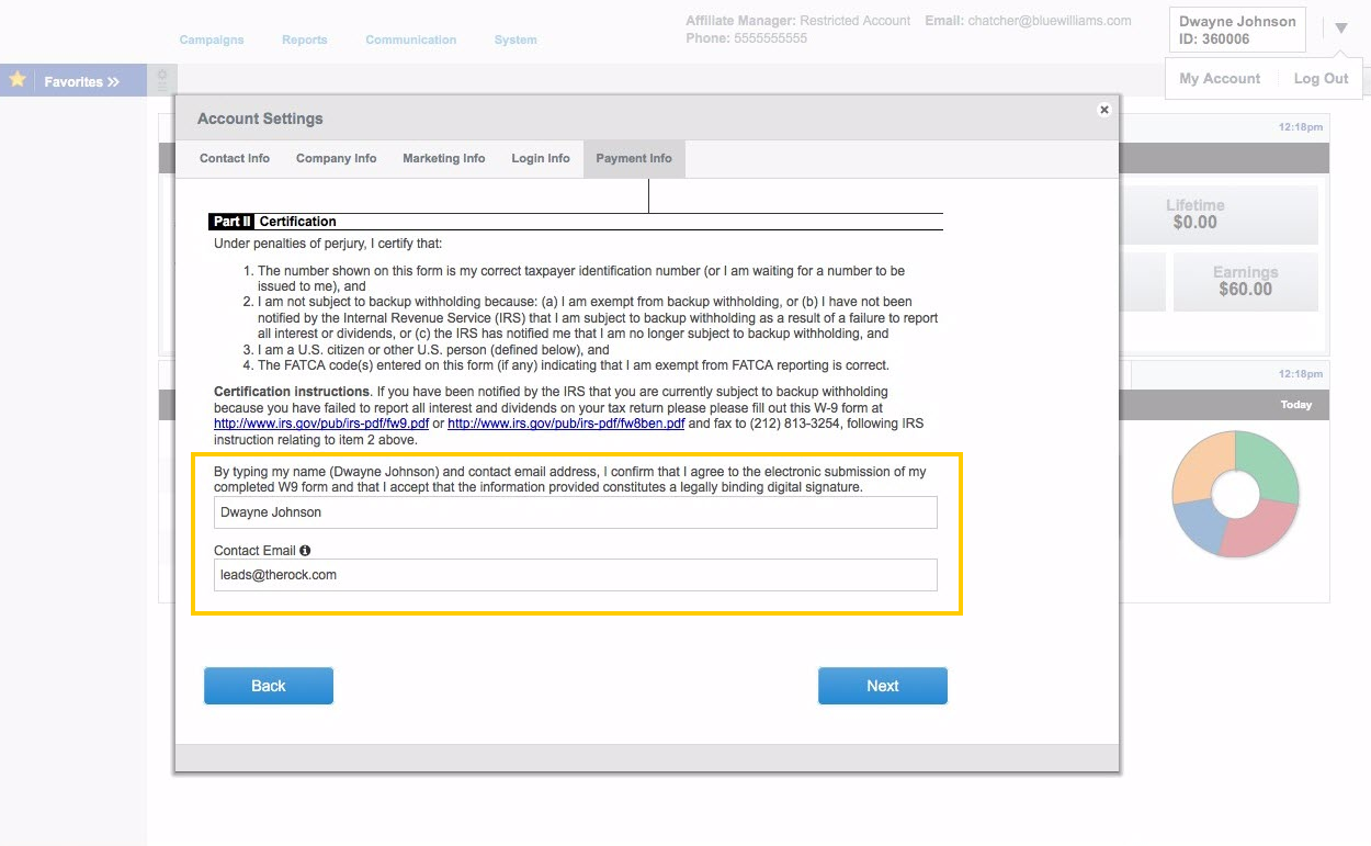 Digital signature on W-9 tax form