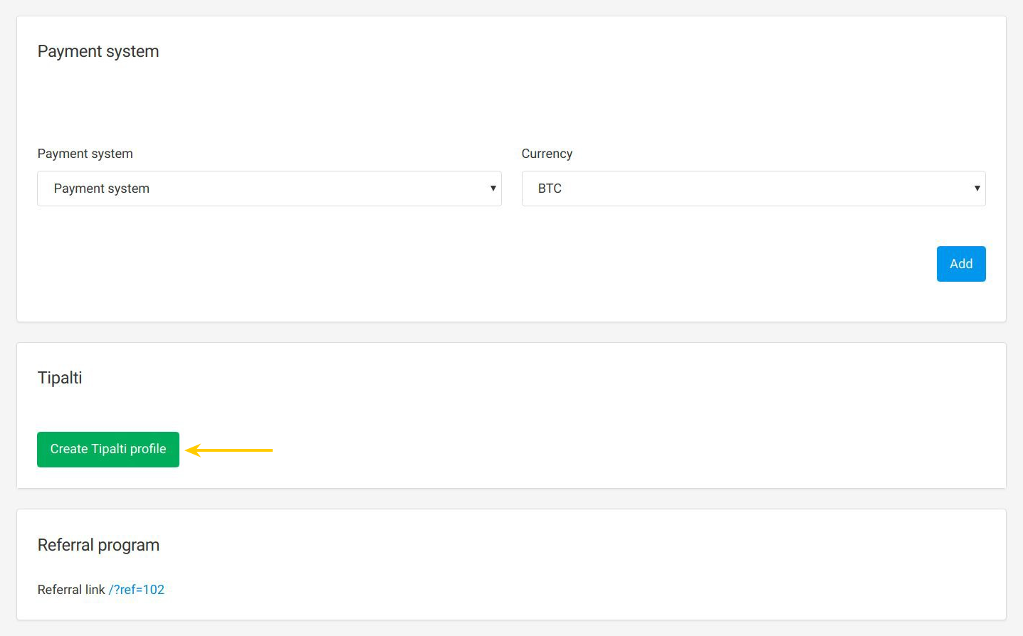 Create Zipalti profile in Affise