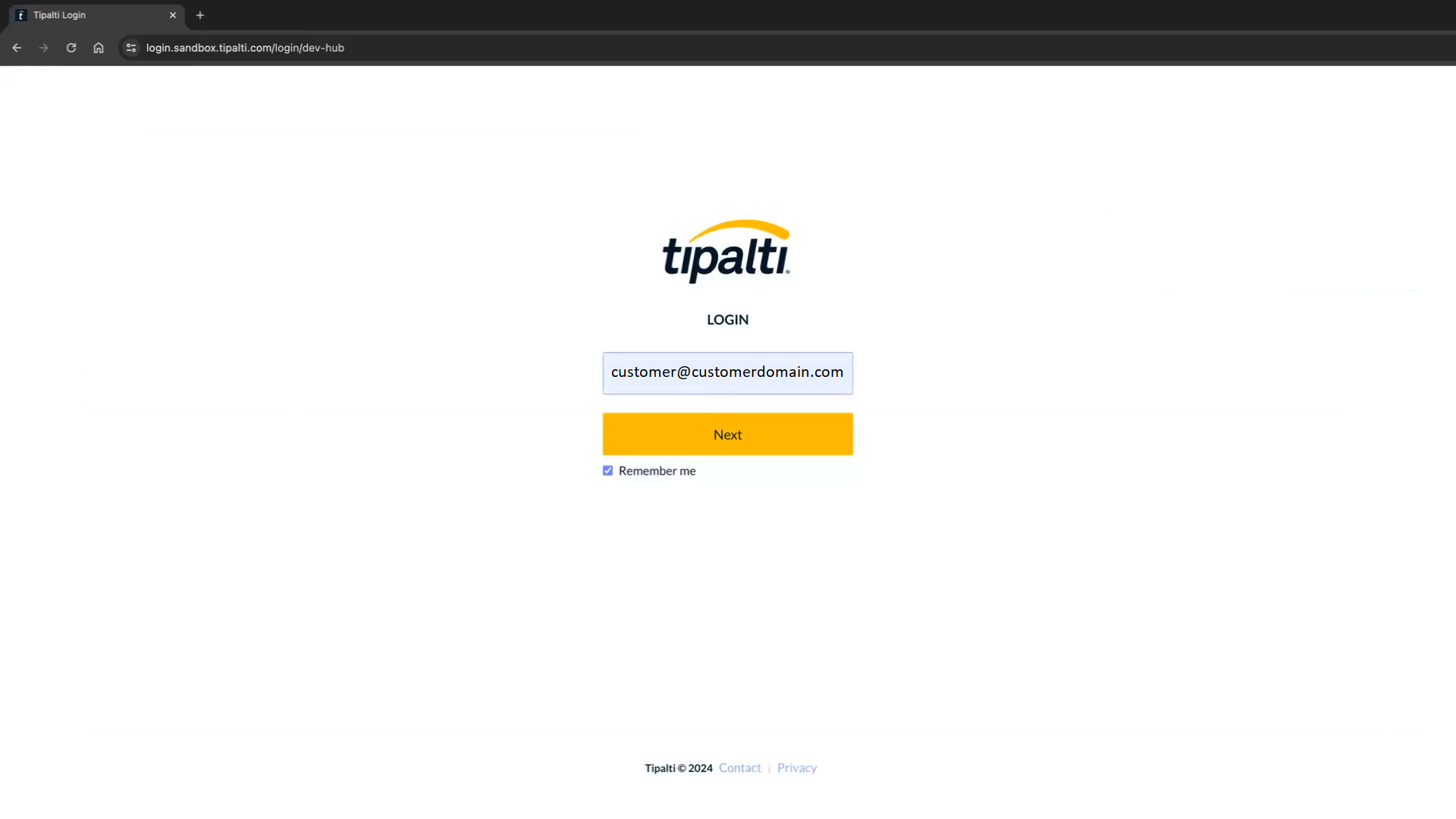 Tipalti login page