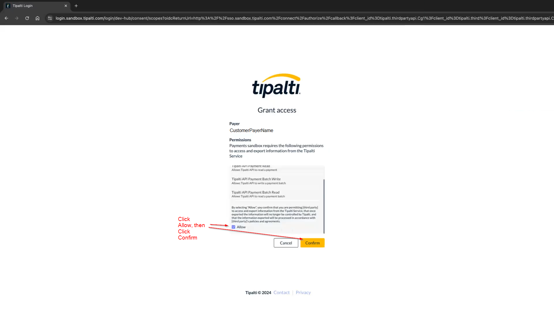 Tipalti login page