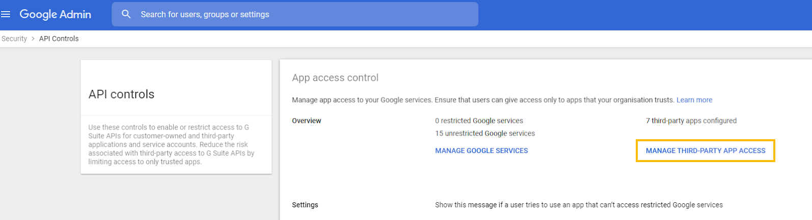 Manage 3rd part access linl