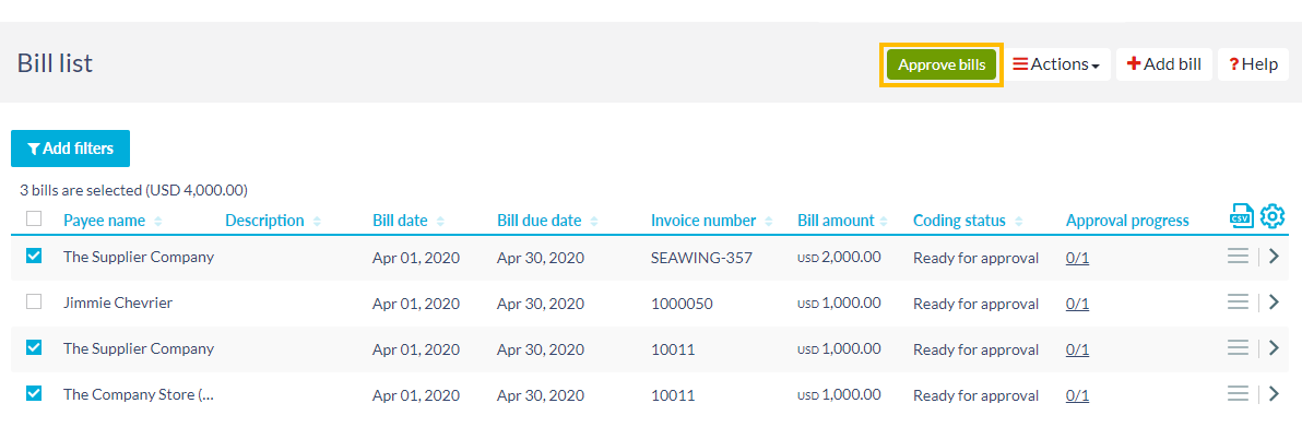 Approve multiple bills