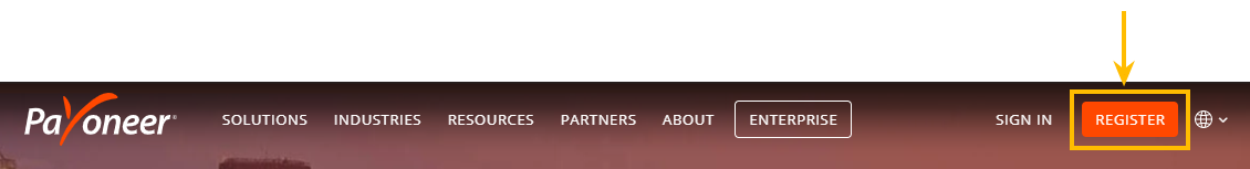 Payoneer sign up button