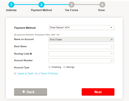 Suppliers Portal ACH payment method selection