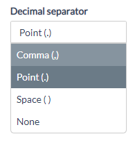 Decimal seprator list