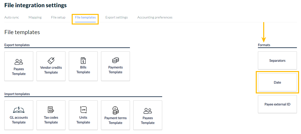 Date box under Format section