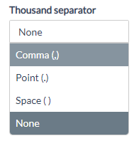 Thousand seprator list