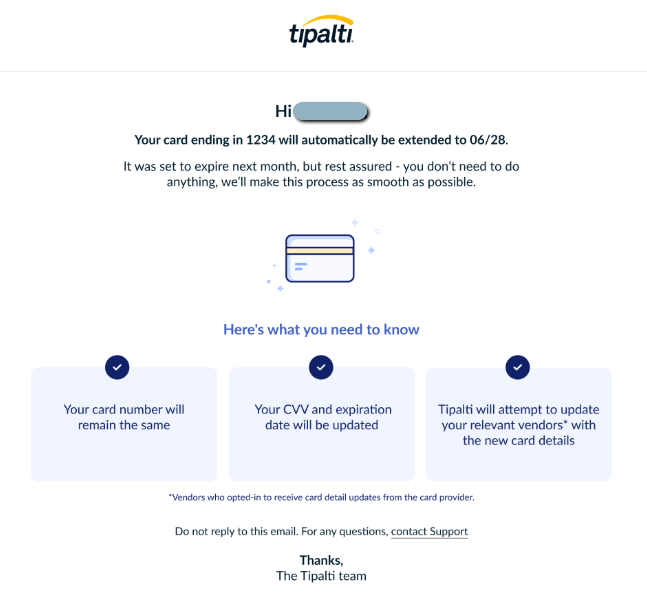 Expired card renewal notice