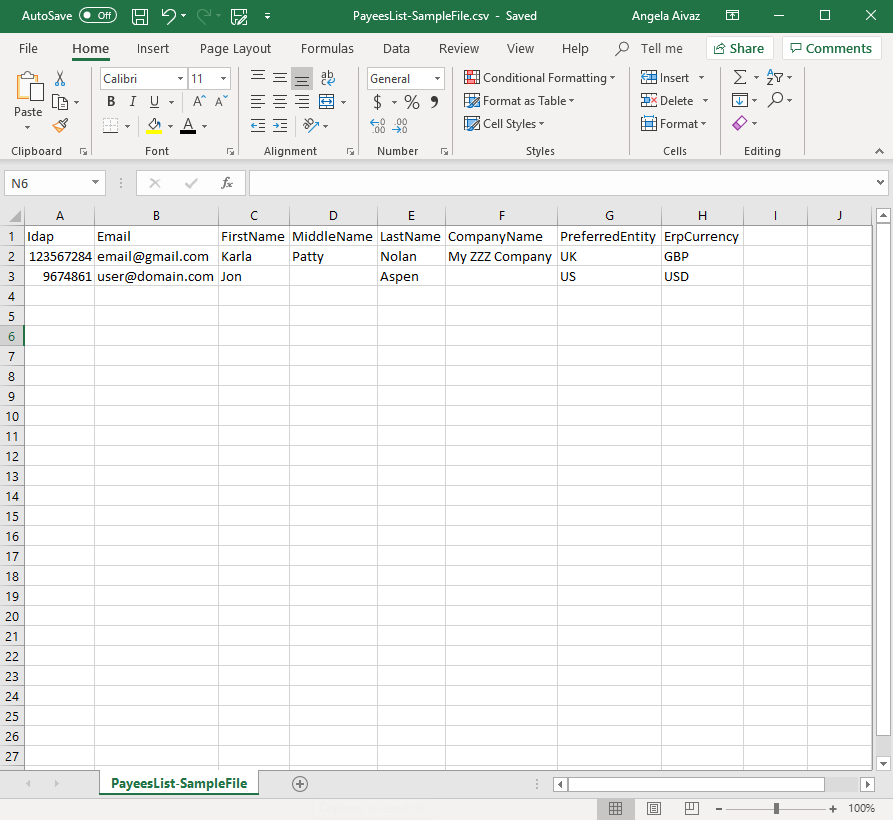 Payees List - sample file
