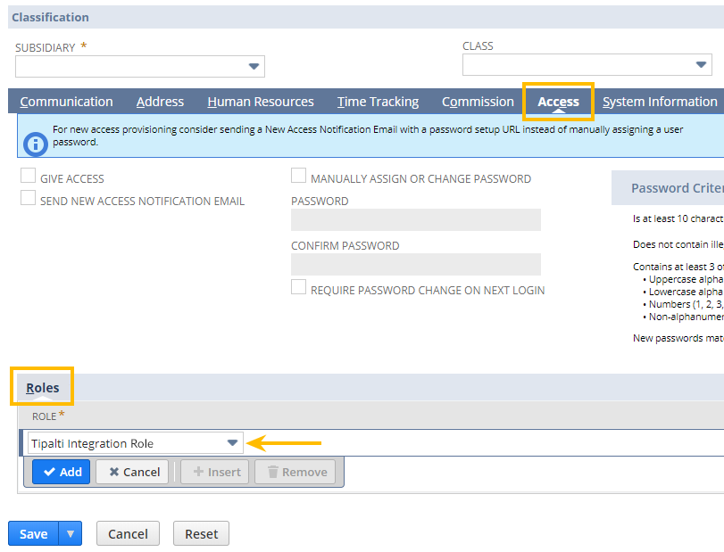 Add role to employee record